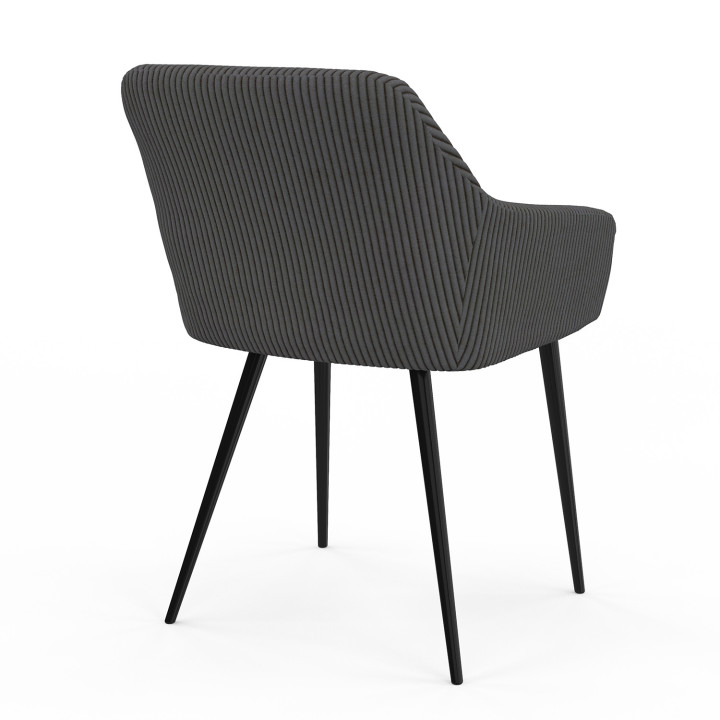 Lot de 2 chaises de salle à manger, fauteuils de table JANY en velours côtelé gris