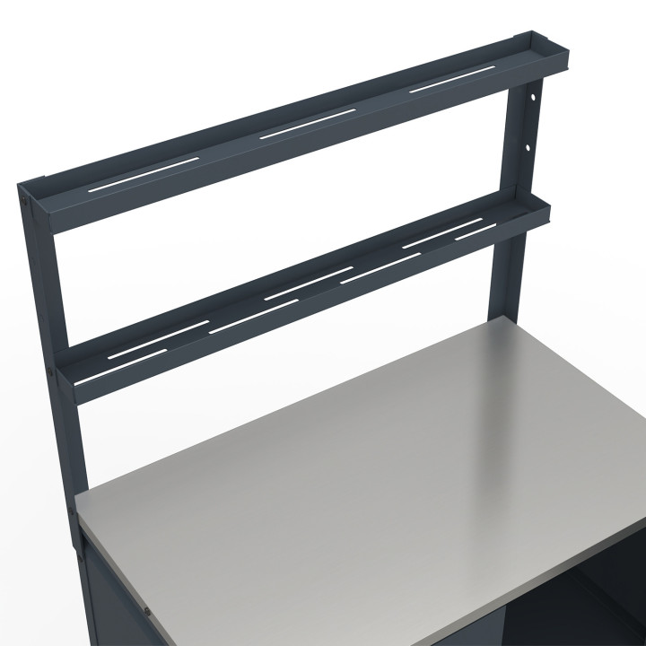 Mueble de cocina exterior de 2 puertas con 2 estantes suspendidos de acero gris antracita