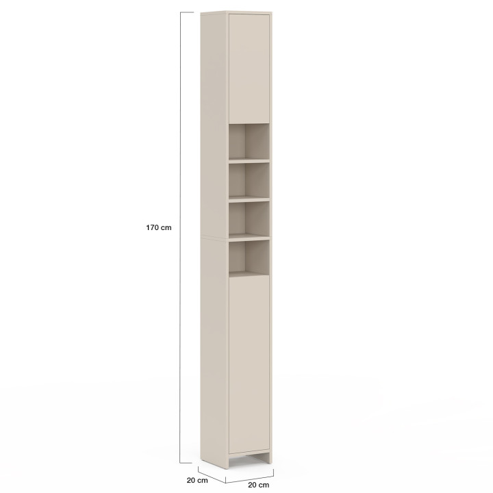 Mobiletto TOMI a 2 ante con 4 nicchie beige