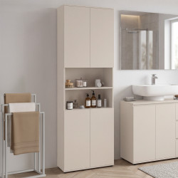 TOMI 4-deurs 2-inbouw badmeubel beige hout