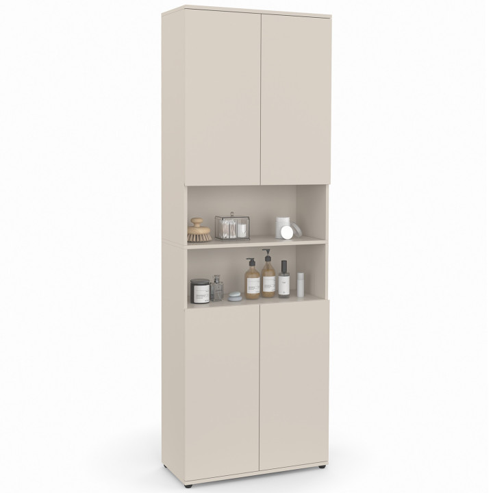 Mobile da bagno TOMI a 4 ante e 2 nicchie in legno beige