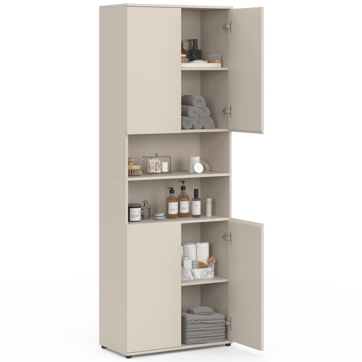 Mobile da bagno TOMI a 4 ante e 2 nicchie in legno beige