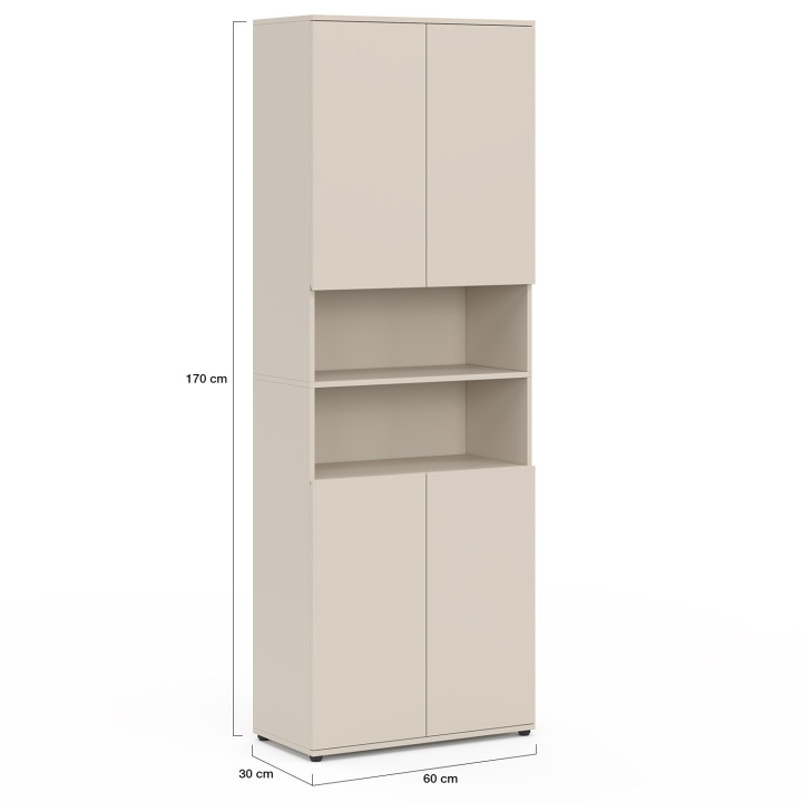 Mobile da bagno TOMI a 4 ante e 2 nicchie in legno beige