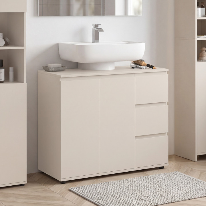 Badezimmerunterschrank TOMI mit Schrank und 3 Schubladen beige