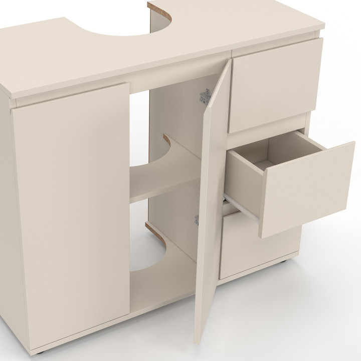 Mobiletto da bagno TOMI con armadietto e 3 cassetti beige