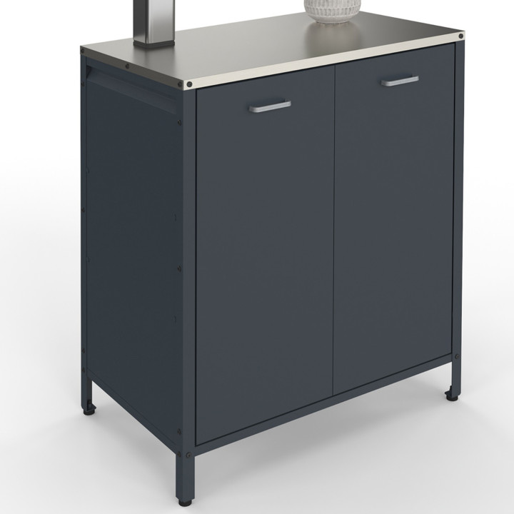 Meuble de cuisine extérieure PAREO 2 portes en acier gris anthracite