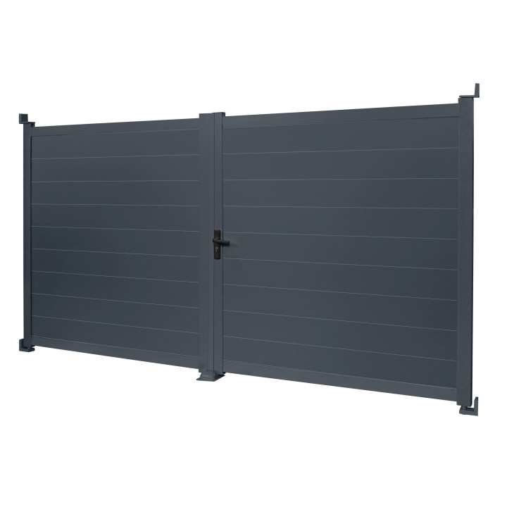 Cancello a battente in alluminio grigio antracite 302 x 160 cm