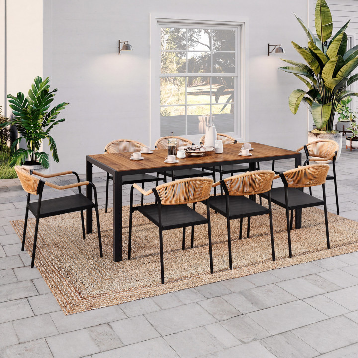 Set di mobili da giardino - tavolo 190 cm e 8 sedie - MADEIRA