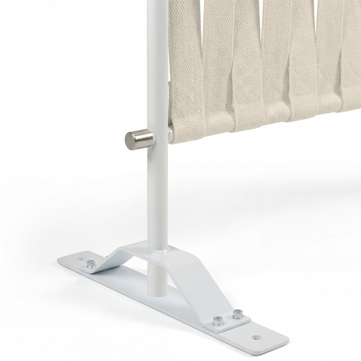 Paravento decorativo 80 x 150 cm in fettuccia beige e metallo bianco