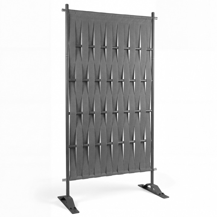 Schermo per esterni, fettuccia grigia, schermo decorativo, 80 x 150 cm, fettuccia e metallo, grigio antracite