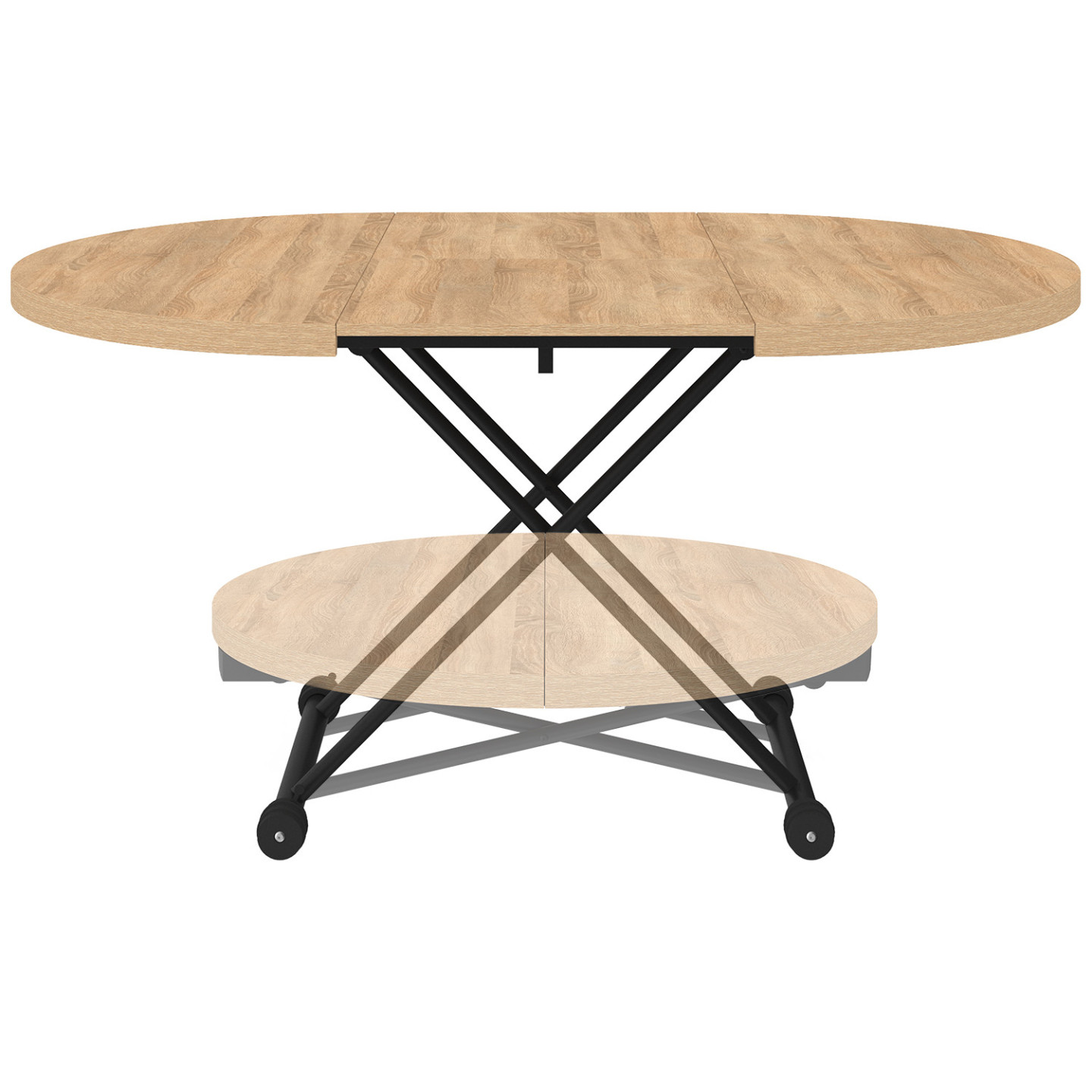 Table Basse Relevable Ronde Table basse extensible relevable en table à manger ronde plateau façon ...