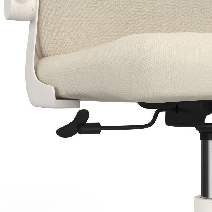 Sedia da ufficio ergonomica JAMES in tessuto traspirante e poggiatesta con rotelle beige e bianche