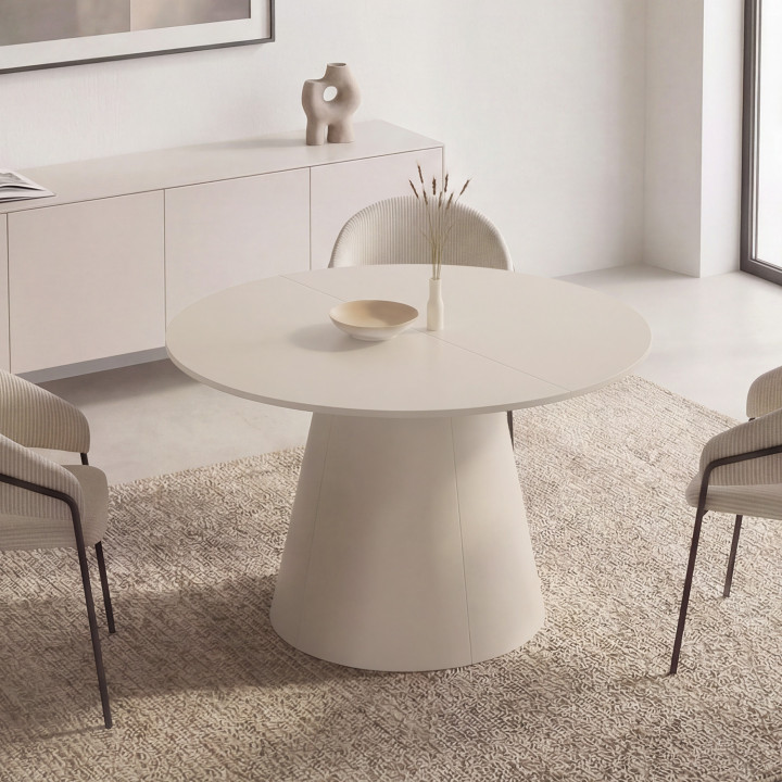 Runder ausziehbarer Esstisch ANGELE 6 Personen Holz beige 110-150 cm