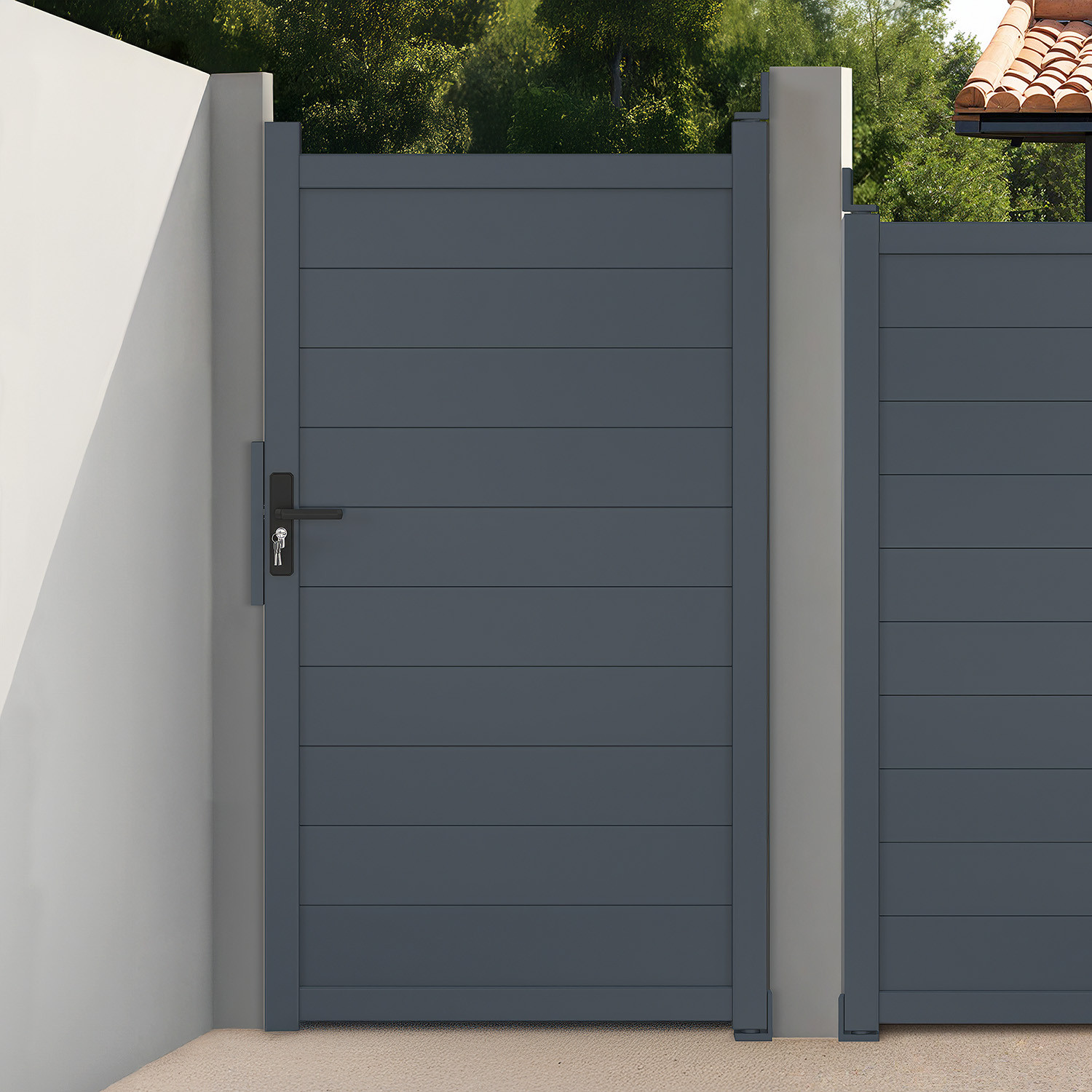 Portillon 100x180 cm en aluminium gris anthracite | IdMarket