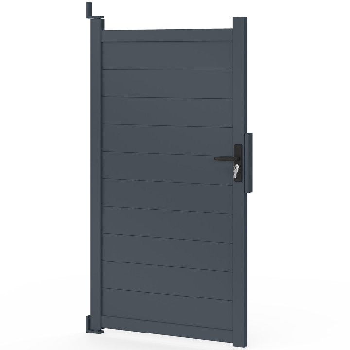 Porta a battente 100x180 cm in alluminio grigio antracite