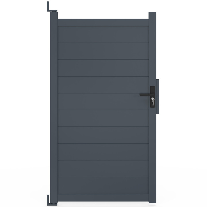 Porta a battente 100x180 cm in alluminio grigio antracite