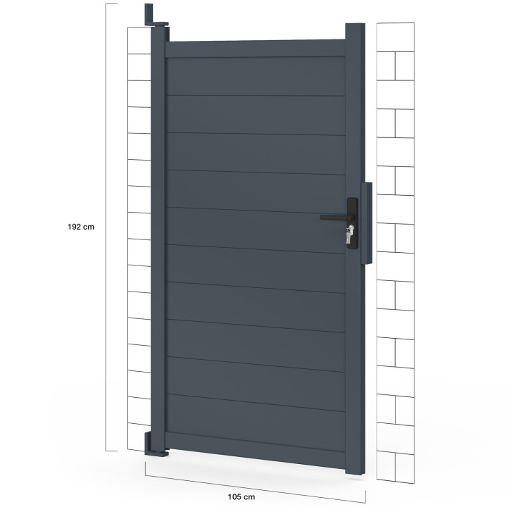 Porta a battente 100x180 cm in alluminio grigio antracite