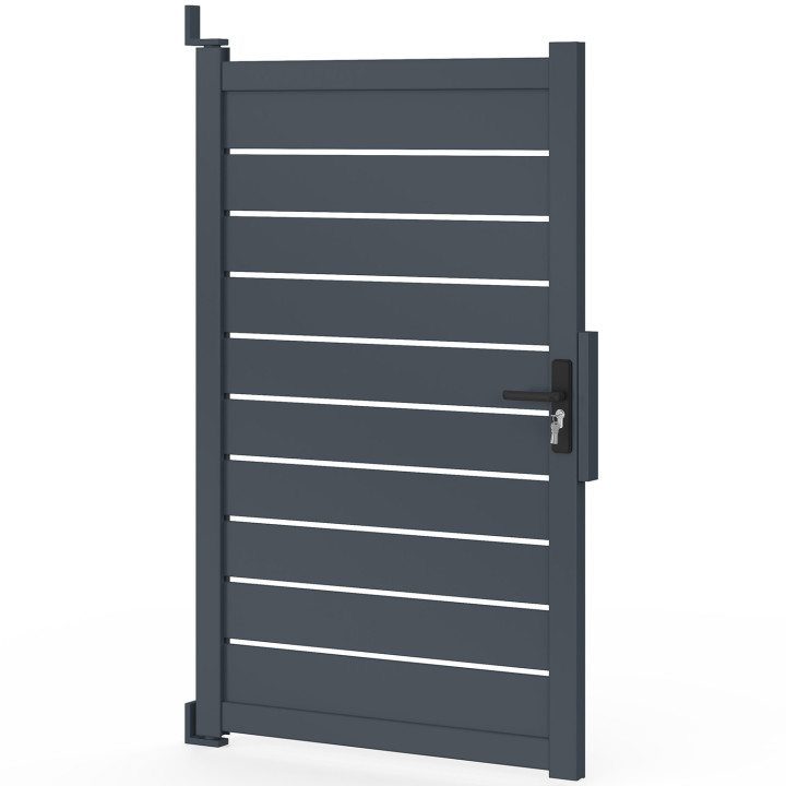 Porta a battente 100x160 cm in alluminio perforato grigio antracite