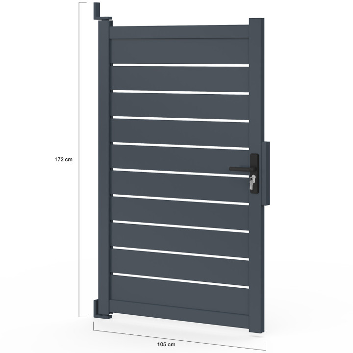 Porta a battente 100x160 cm in alluminio perforato grigio antracite