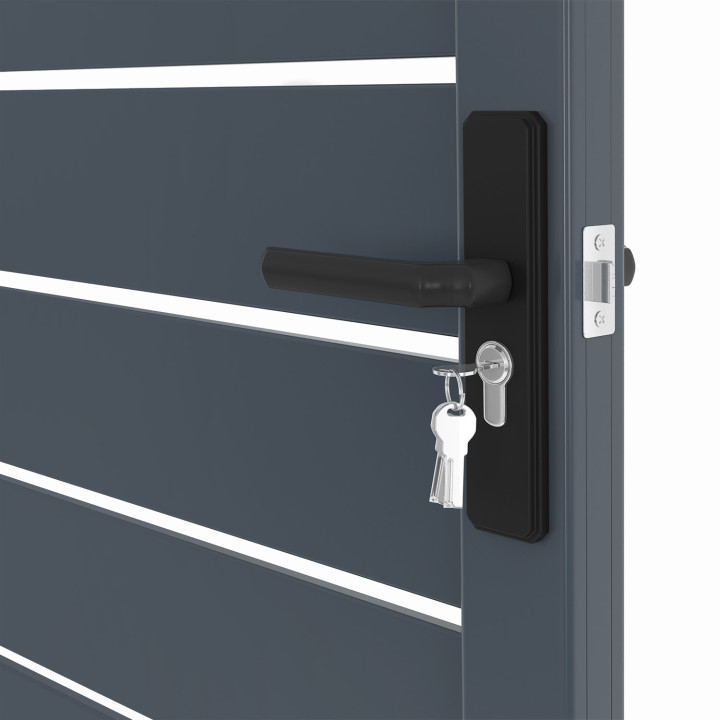 Porta a battente 100x160 cm in alluminio perforato grigio antracite