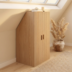 JULIETTE 2-deurs schuine kast 60 x 50 x 70/110 cm met eiken houten lamellen