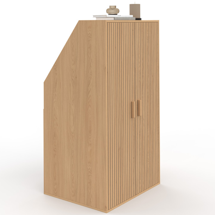 JULIETTE Armadio a 2 ante inclinate 60 x 50 x 70/110 cm con doghe in legno color rovere