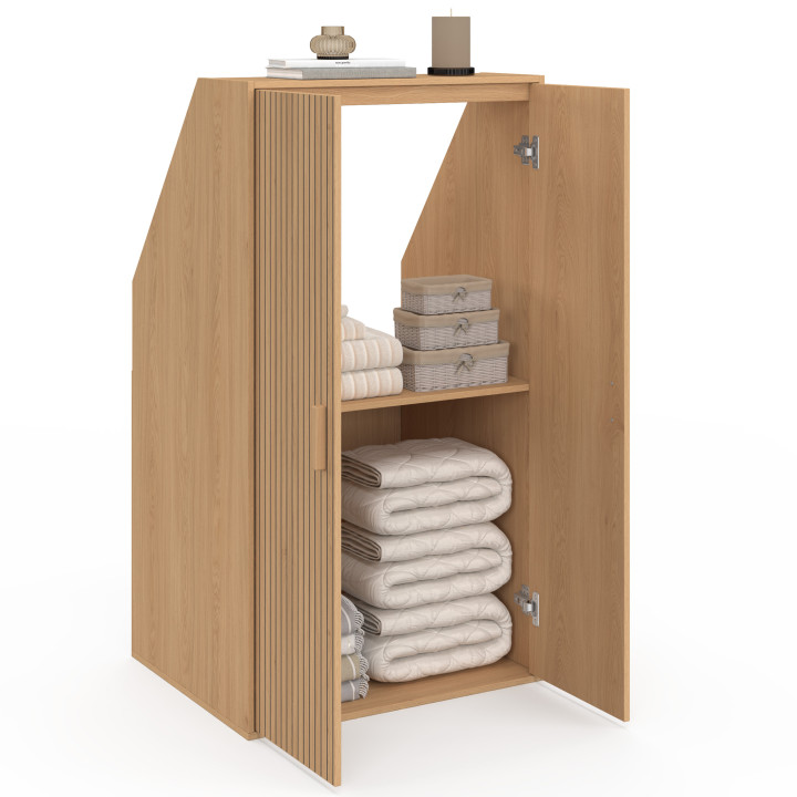 JULIETTE Armadio a 2 ante inclinate 60 x 50 x 70/110 cm con doghe in legno color rovere