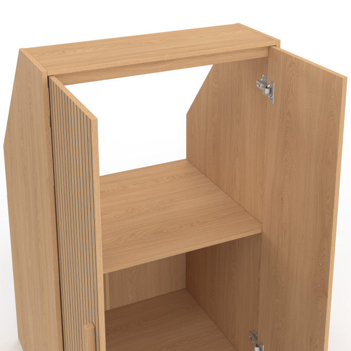 JULIETTE Armadio a 2 ante inclinate 60 x 50 x 70/110 cm con doghe in legno color rovere