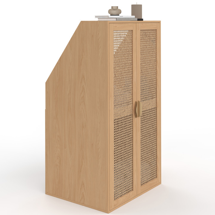 Armadio a 2 ante inclinate EDHEN 60 x 50 x 70/110 cm legno e canna