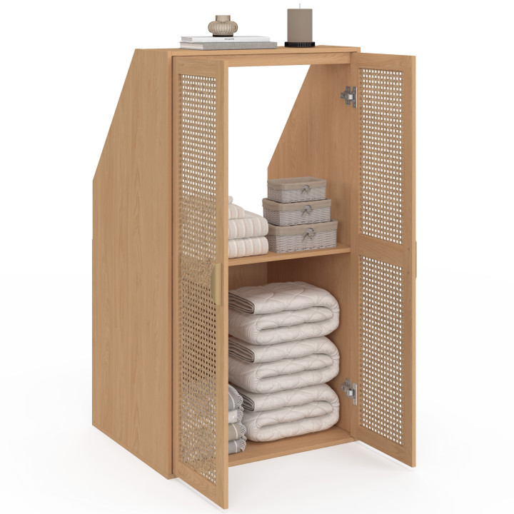 Armadio a 2 ante inclinate EDHEN 60 x 50 x 70/110 cm legno e canna