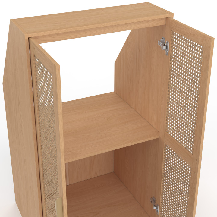 Armadio a 2 ante inclinate EDHEN 60 x 50 x 70/110 cm legno e canna