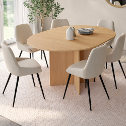 Tavolo da pranzo ovale allungabile 4-8 persone in stile faggio 110-150 cm - MARTHE | IdMarket