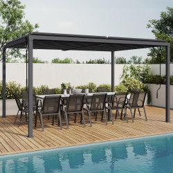 Pergola bioclimatica a lamelle orientabili 3x4 M in acciaio grigio antracite