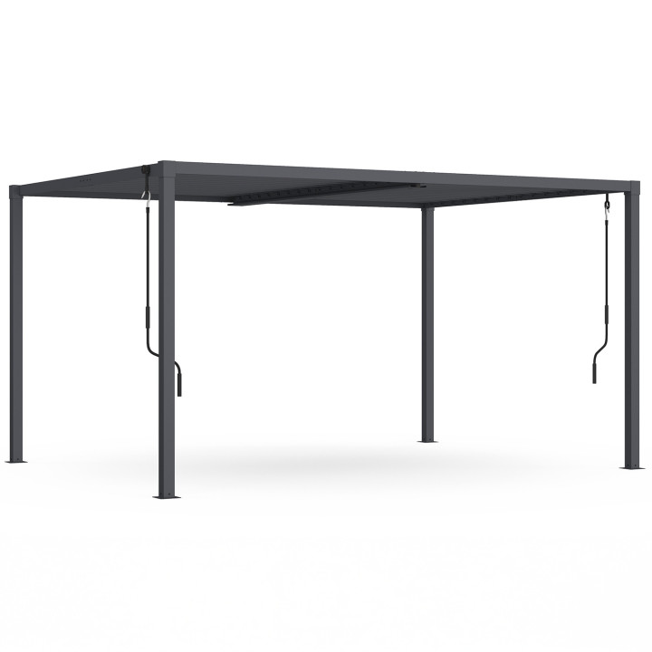 Pergola bioclimatica a lamelle orientabili 3x4 M in acciaio grigio antracite