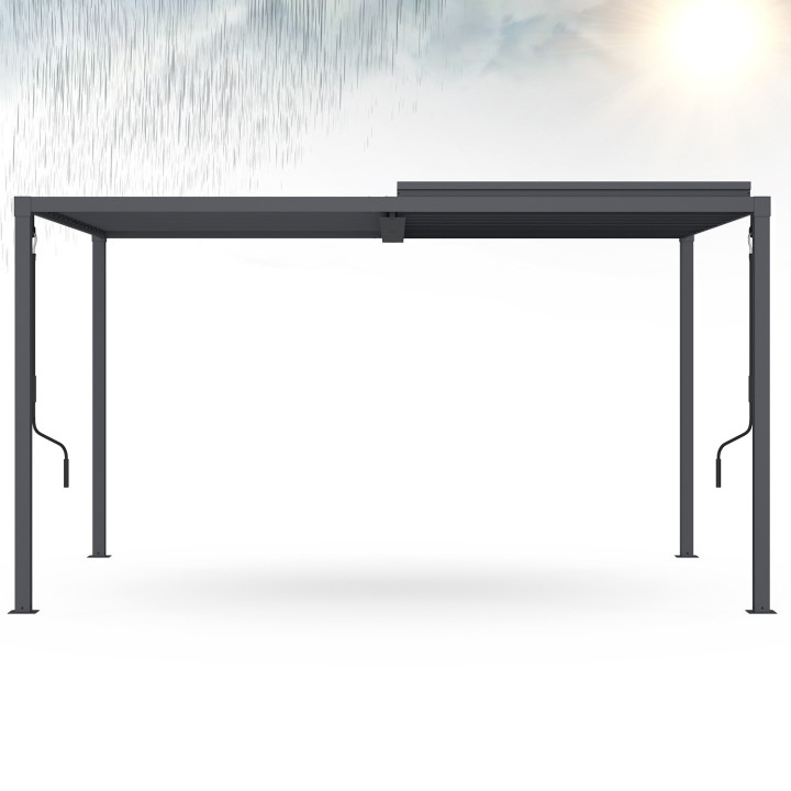 Pergola bioclimatica a lamelle orientabili 3x4 M in acciaio grigio antracite