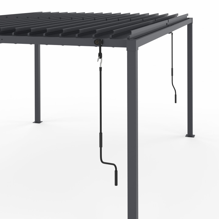 Pergola bioclimatica a lamelle orientabili 3x4 M in acciaio grigio antracite