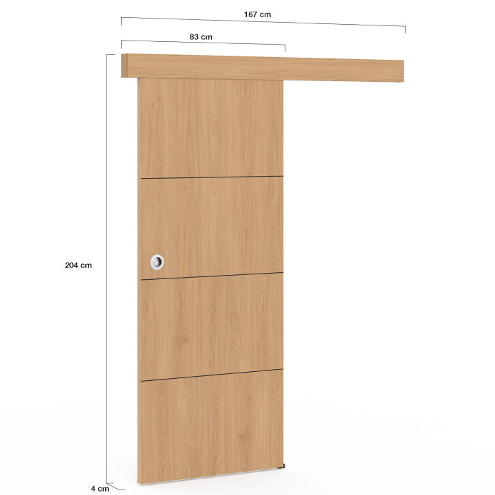 Kit porta scorrevole effetto legno da 83 cm con binario e fissaggi