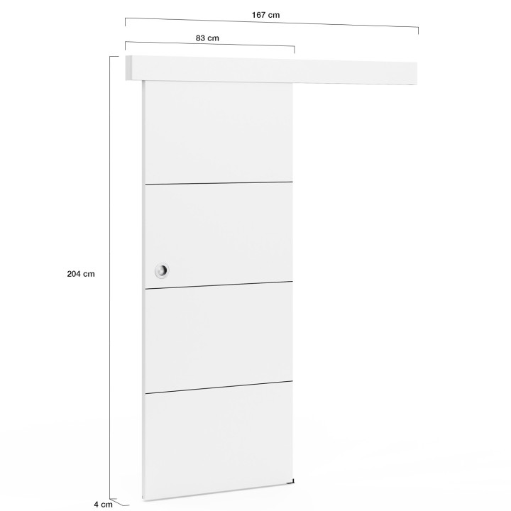 Kit porta scorrevole bianca da 83 cm con binario e fissaggi