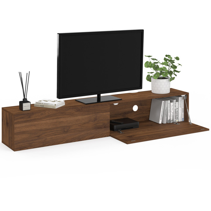 Mobile TV sospeso ELIO 180 cm con 2 ante in legno effetto noce
