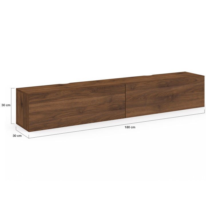 Mobile TV sospeso ELIO 180 cm con 2 ante in legno effetto noce
