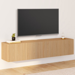 TV-Möbel 140 cm hängend JULIETTE 2 Türen Lattenrost Holz Farbe Eiche