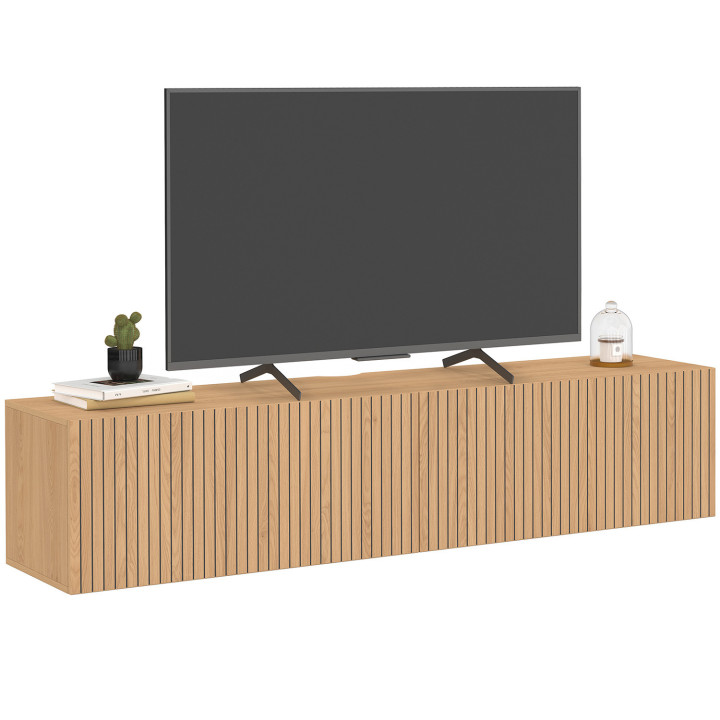TV-Möbel 140 cm hängend JULIETTE 2 Türen Lattenrost Holz Farbe Eiche