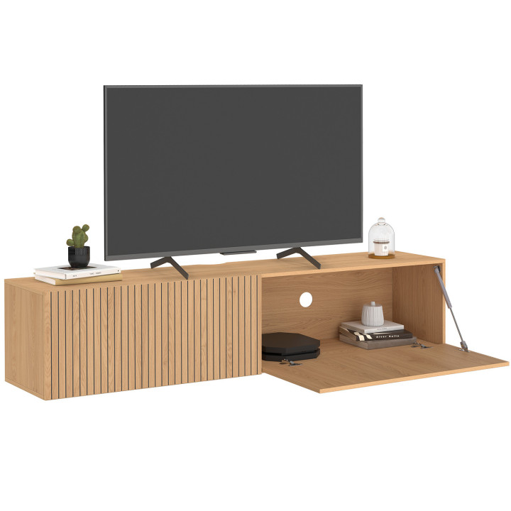 TV-Möbel 140 cm hängend JULIETTE 2 Türen Lattenrost Holz Farbe Eiche