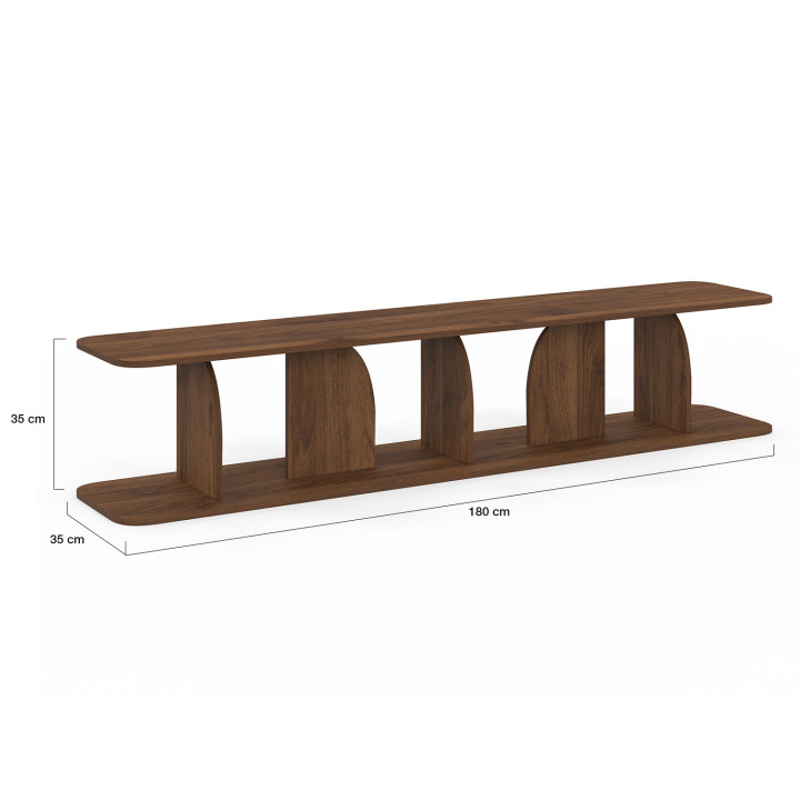 Meuble TV 180 cm japandi EDITH bois effet noyer