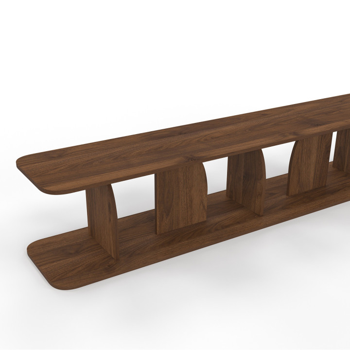 Meuble TV 180 cm japandi EDITH bois effet noyer