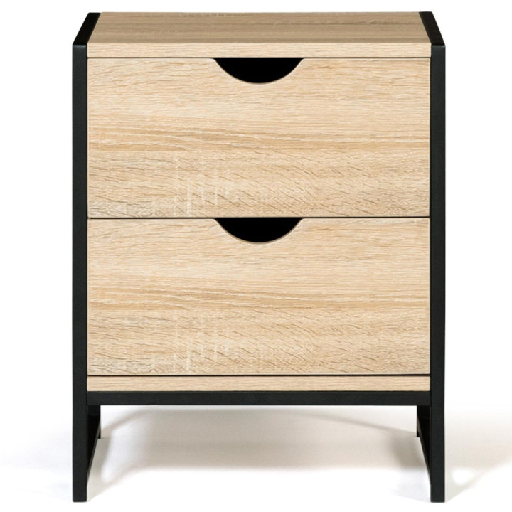 Industrielle Nachttische aus Holz und Metall mit 2 Schubladen - DETROIT | ID Market