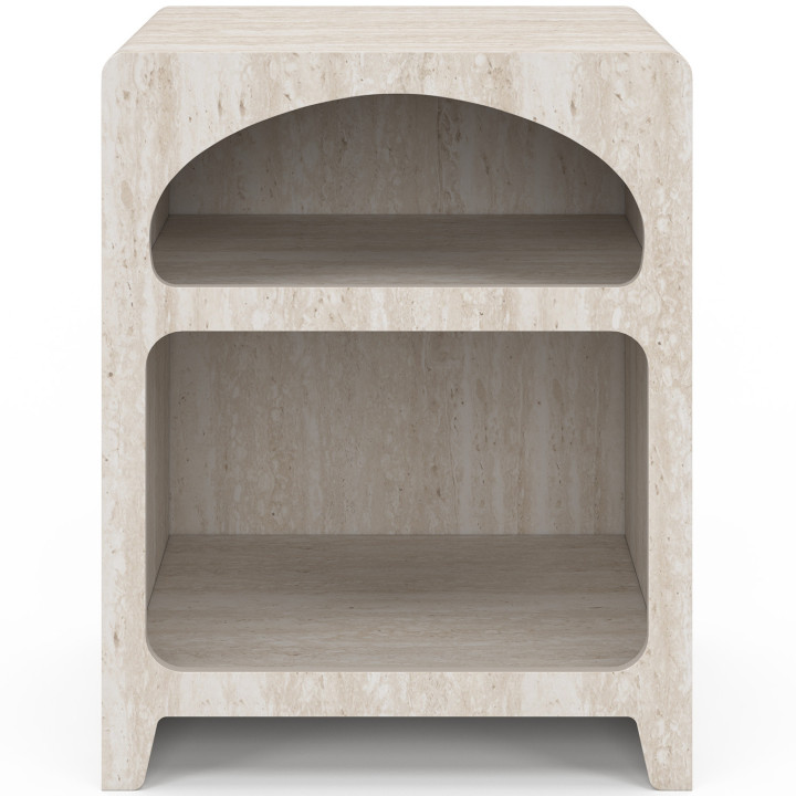 Set di 2 comodini organici a 2 scomparti ALESIA beige effetto marmo