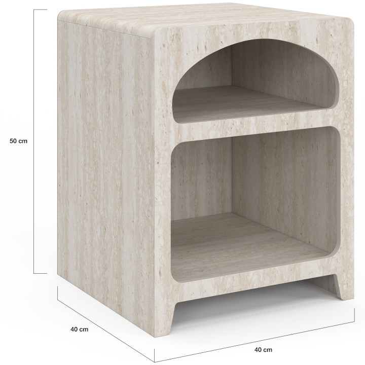 Set di 2 comodini organici a 2 scomparti ALESIA beige effetto marmo