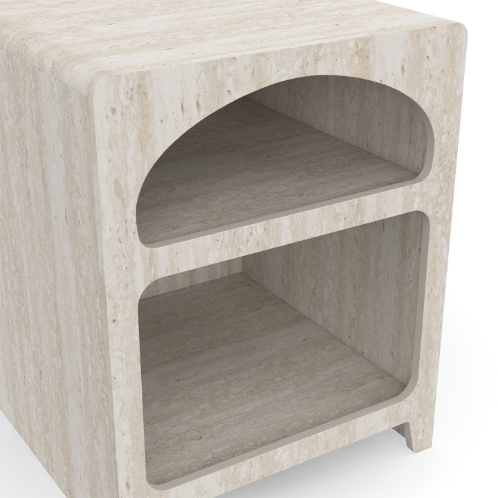 Set di 2 comodini organici a 2 scomparti ALESIA beige effetto marmo