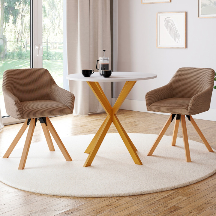 Set di 2 sedie da pranzo in velluto a coste color tortora - JANY